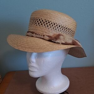 Hawaiian Headwear Straw Outback Hat Natural With Braid Accessory